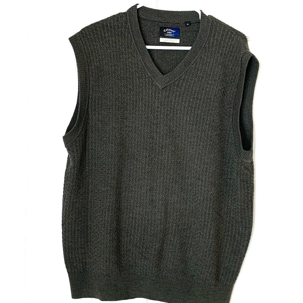 !00% EXTRAFINE MERIINO WOOL Calloway Golf Small Cable Sweater Vest XL